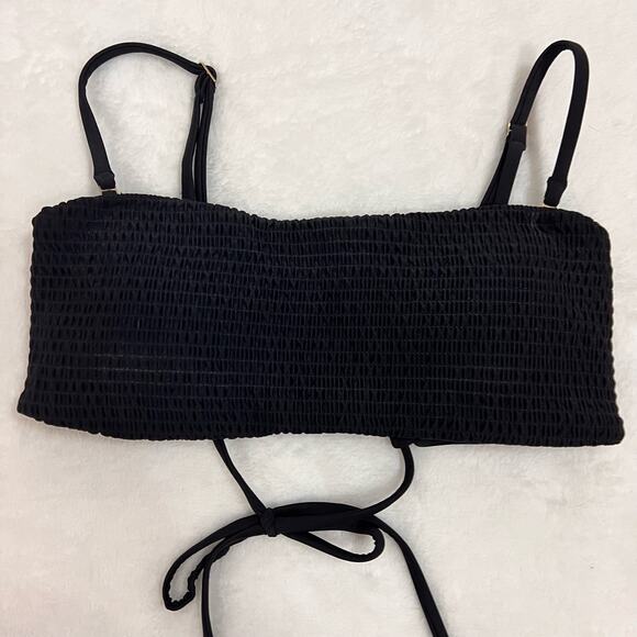 Hollister Swim Black Ruched Bandeau Bikini Top Small - Picture 7 of 11